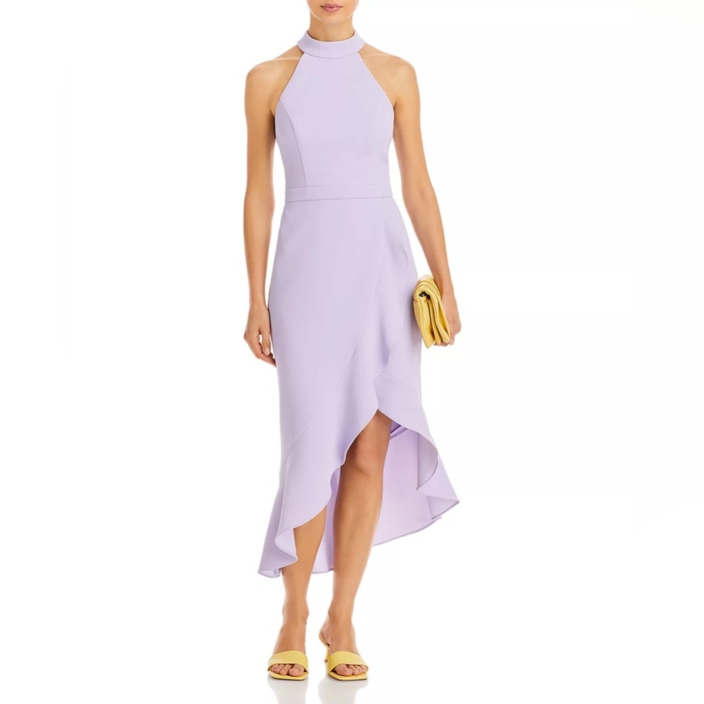 Aqua halter ruffled midi dress NWT